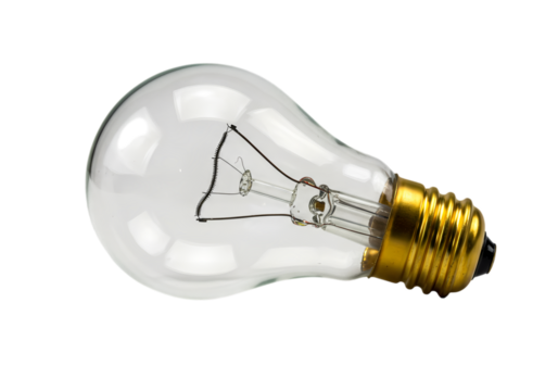 Clear Glass Light Bulb Edison Screw Base Electric Lighting Incandescent Bulb Energy Efficient Lighting Solutions isolated on transparent background