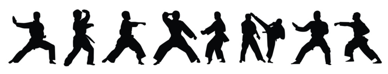 collection of karate silhouette illustrations