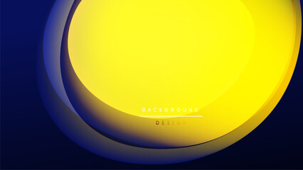 Abstract design features layered circles. Yellow dominates center, fading into blue. Minimalist aesthetic, modern presentation.