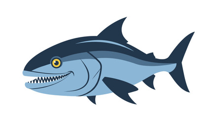 Fototapeta premium A vivid illustration of a speedy blue fin tuna fish with sharp teeth and a determined expression swimming freely in the ocean