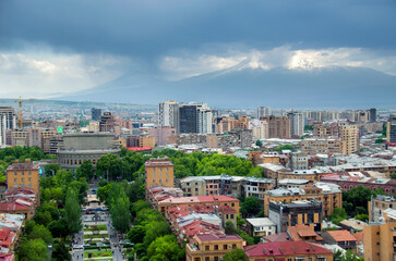 Obraz premium Cityscape of Yerevan and mount Ararat in Armenia.