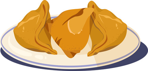 3D rendered food design featuring steaming hot chai, crispy snacks, and a decorative kettle