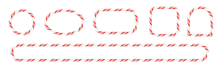 Obraz premium Candy cane striped border frames collection. Christmas and New Year festive frame vector decorations