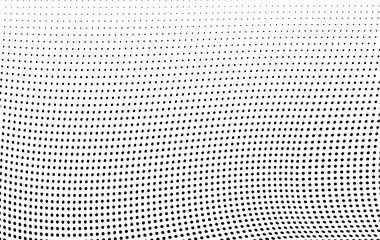 Abstract halftone wave dotted background. Halftone  grunge pattern with square.  Vector halftone modern pop art twisted texture for poster, cover, business card, postcard, art label layout, sticker.