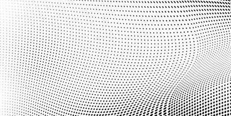 Abstract halftone wave dotted background. Halftone  grunge pattern with square.  Vector halftone modern pop art twisted texture for poster, cover, business card, postcard, art label layout, sticker.