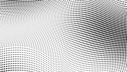 Abstract halftone wave dotted background. Halftone  grunge pattern with square.  Vector halftone modern pop art twisted texture for poster, cover, business card, postcard, art label layout, sticker.
