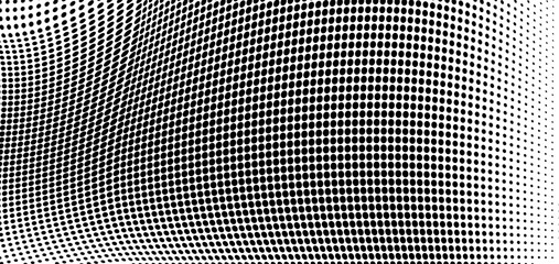 Abstract halftone wave dotted background. Halftone  grunge pattern with square.  Vector halftone modern pop art twisted texture for poster, cover, business card, postcard, art label layout, sticker.
