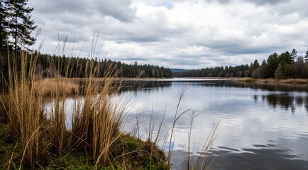 reflection of trees in water
