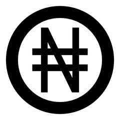 Symbol Nayra sign money currency icon in circle round black color vector illustration image solid outline style
