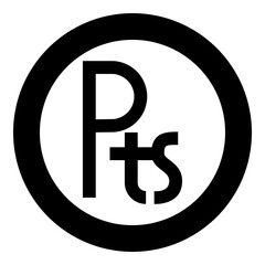 Peseta currency symbol sign money icon in circle round black color vector illustration image solid outline style