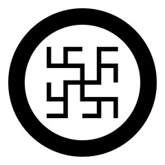 Obraz premium Fern flowers grass symbol sign slavic pagan icon in circle round black color vector illustration image solid outline style