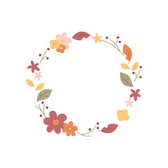 秋っぽい手描きベクター輪っかフレーム