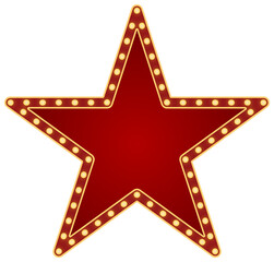 Red star marquee sign with light bulbs