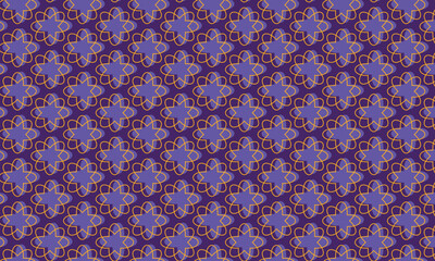 Retro geometric colorful flower pattern in lines and fills. Seamless vector ornament in violet and yellow colours for textile, fabric, interior, ceramic, wallpaper, paper decoration