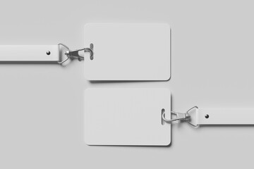 Blank ID Card Mockup With Lanyard - 3D Illustration