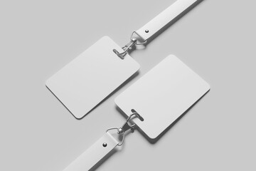 Blank ID Card Mockup With Lanyard - 3D Illustration
