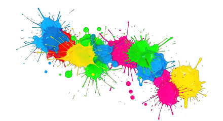 Colorful Paint Splatters in Vibrant Dynamic Arrangement.