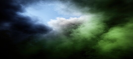 Dramatic sky with contrasting colors of clouds and smoke