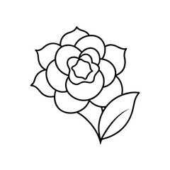 Outlined floral design with single leaf on transparent background