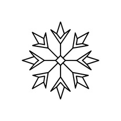 Geometric snowflake outline design vector on transparent background