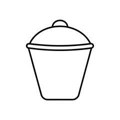 Outline drawing of a lidded container pot on transparent background