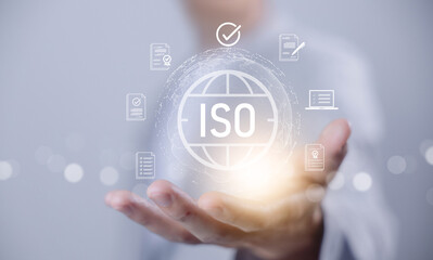 ISO certification concept. business standards, compliance, and quality management system for global companies, ensuring trust, safety, and continuous improvement. iso Standardization
