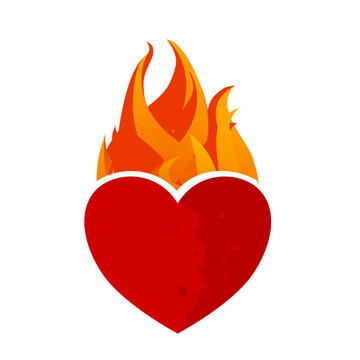 Naklejki  Burning heart - vector illustration