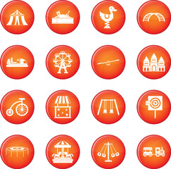 Amusement park icons vector set
