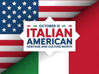 Fototapeta premium October is italian american heritage and culture month with flags illustration
