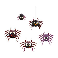 Obraz premium vector illustration of a set of spider