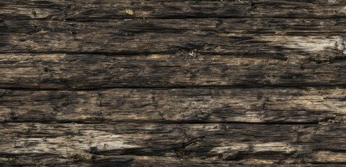 Naklejka premium Weathered, dark brown wood planks in horizontal rows