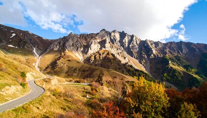Scenic mountain road in autumn