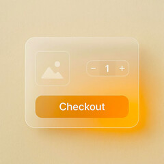 E-commerce Shopping Cart UI, Glassmorphism, Amber Glow