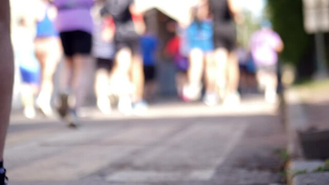 Blurred marathon runners