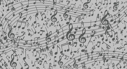 Fototapeta premium Vector Illustration of Flowing Musical Notes Sketch with G Clef