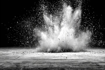 Powder explosion on a dark surface