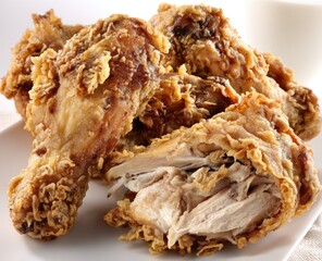 Crispy fried chicken pieces on a plate