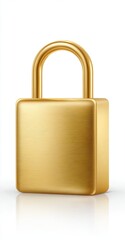 Gold padlock, square, realistic, 3D, security