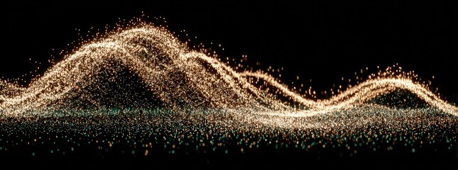 Abstract wave of shimmering particles