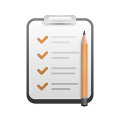 3D icon - Checklist with a Pencil for Effective Task Management