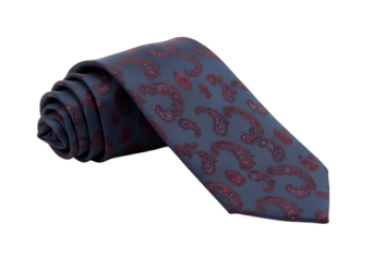 Elegant Mens Tie Navy Blue with Red Pattern Perfect for Formal Events isolated on transparent background