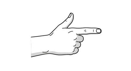 Hand Drawn Cartoon Hand Pointing Right Simple Gesture.
