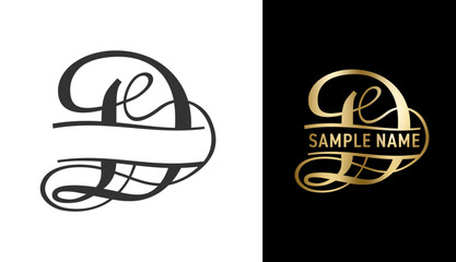Split monogram logo template - elegant D letter