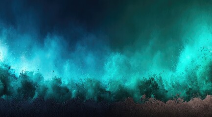 Abstract, vibrant teal and blue swirling clouds