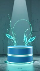 Modern, glowing, pedestal display