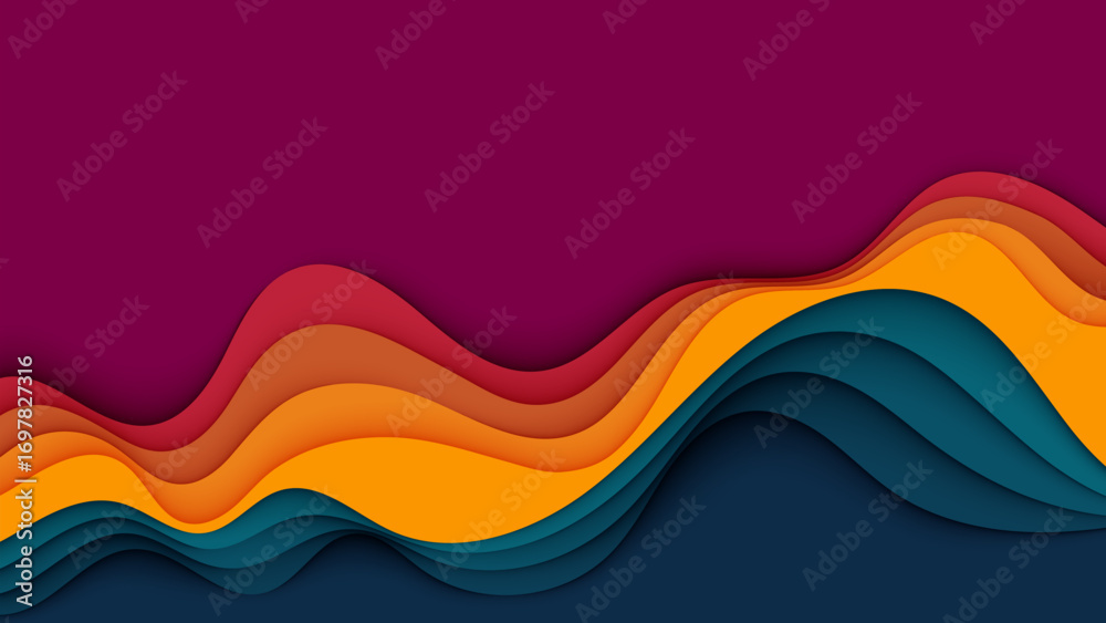 Wall mural abstract colorful wave background design with vibrant curves and modern pattern illustration