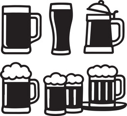 Fototapeta premium Oktoberfest Silhouette Vector Bundle. Beer Festival German Culture Clipart Set