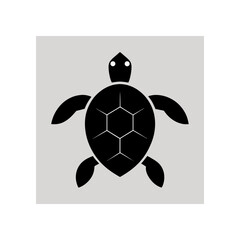 Obraz premium Illustration of a stylized black turtle on transparent background silhouette