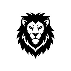 Fototapeta premium Illustration of a black and white lion head on transparent background silhouette