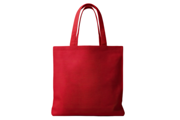 Red tote bag, simple design, solid color, canvas material